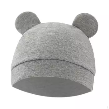 Шапки для мальчиков и девочек, мягкие для новорожденных 06 месяцев, шапка для новорожденных, серая серый