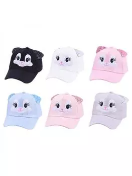 Шапки для мальчиков и девочек, регулируемые солнцезащитные шапки с вышивкой и мультяшным принтом темно-розовый