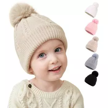 Шапки для маленьких девочек, детские однотонные шерстяные шапки, шапочки для девочек и мальчиков