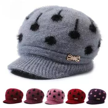 шапки для пожилых людей среднего возраста, вязаные шерстяные шапки для мам на осень-зиму, женские шапки с плюшем, шляпы-фонарики для пожилых дам one size розовый