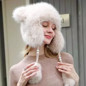 Шапки для женщин на осень и зиму, большая окружность головы, езда на велосипеде на открытом воздухе, защита от холода, зимнее тепло, шапка для защиты ушей белый