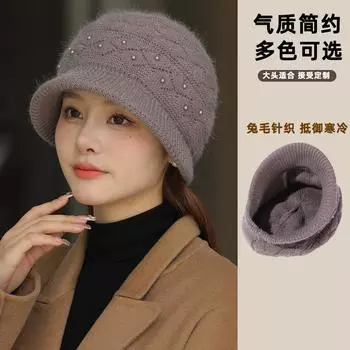 Шапки для женщин среднего и пожилого возраста, зимние новые шапки из меха кролика, чтобы согреться и предотвратить головные боли, вязаные шапки бабушек и мам с молодыми M56-58cm хаки