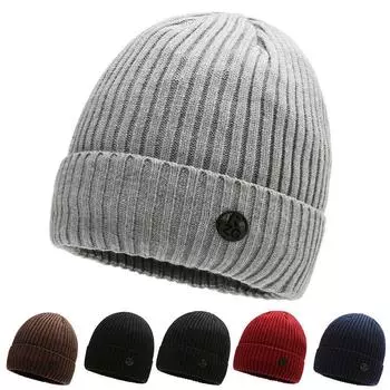 Шапки для женщин, тюбетейка, мужская шапка-бини, зимняя ретро без полей, мешковатая кепка в форме дыни, мужские хлопковые шапки, сохраняющие тепло, повседневная AC2162 One Size чёрный