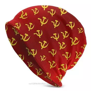 Шапки-капоты CCCP Союз Советских Социалистических Республик СССР Женская вязаная шапка унисекс Коммунистическая зимняя теплая шапка One Size