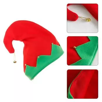 Шапки помощника Санты из плюша, красные и зеленые шапки с загнутыми краями для рождественских костюмов красный