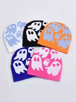 Шапки Skullies Beanies для мужчин и женщин, зимняя теплая вязаная шапка, праздничная шапка для вечеринки One Size розы красного