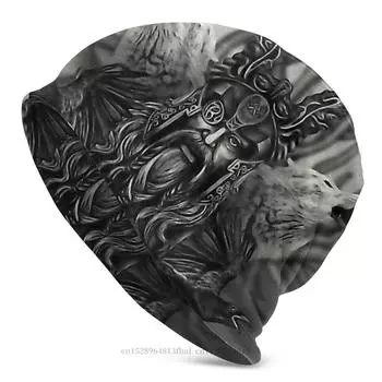 Шапки Viking Skullies, вязаная шапка Odin All Father, зимние теплые шапки с капюшоном, женская лыжная шапка унисекс в стиле хип-хоп One Size