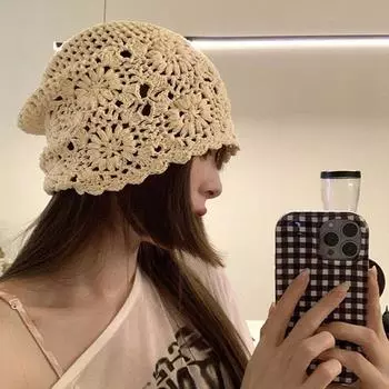 Шапки вязаные шапки крючком цветочные вязаные шапки милые девочки чёрный