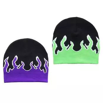 Шапки Y2K Flame Beanie Вязаная шапка-бини Fire Flame Beanie Шапка с напуском и графическим рисунком Skullies Шапка-бини Flame Skull Cap красный