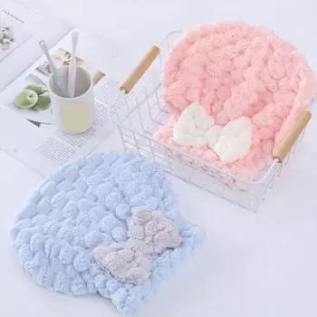 Шапочка для душа из кораллового флиса с милым бантом, супервпитывающая, мягкая, быстросохнущая, для женщин и девочек, вьющаяся, длинная, толстая, для сушки влажных волос, полотенце, шапка белый