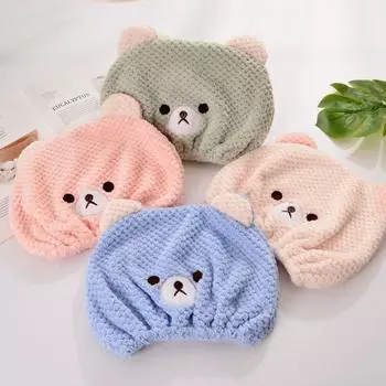 Шапочка для купания, шапочка для сушки волос из мультфильмов, шапочка из микрофибры, обернутая полотенцами, мягкая шапочка для душа для сухих волос для девочек розовый