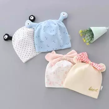 Шапочка для новорожденных с кондиционером, дышащая детская шапочка для шин, двухслойная, с рисунком, для детей от 0 до 3 месяцев, для мальчиков и девочек, защитная шапочка для головы