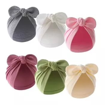 Шапочка для новорожденных с заячьими ушками, детская шапка для девочек и мальчиков, хлопковая шапочка для малышей, детские аксессуары, детские шапки-тюрбаны имбирный