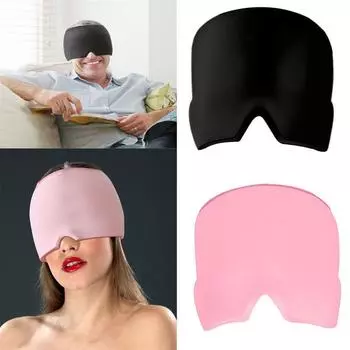 Шапочка для облегчения головной боли и мигрени. Обертывание для головы. Пакет со льдом с гелевыми шариками от мигрени. Горячая холодная терапия. Холодный пакет. Ледяная шапка для мигрени. чёрный