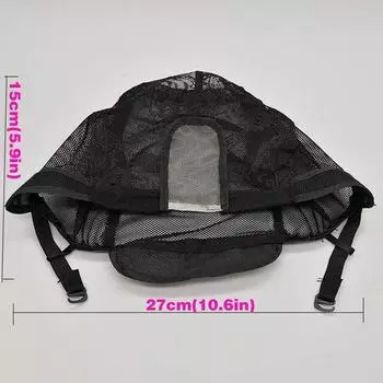 Шапочка для парика для изготовления париков 56 см с регулируемыми ремешками, эластичная плетеная черная женская сетка для волос, шапочка, аксессуары для изготовления париков, инструмент 1Pcs