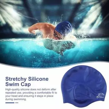 Шапочка для плавания Большая силиконовая шапочка для плавания с 3D защитой ушей Нескользящая водонепроницаемая шапочка для купания для женщин и мужчин с длинными/короткими волосами белый