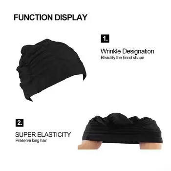 Шапочка для плавания, длина окружности головы 32,5-70 см, шапочка для длинных волос чёрный