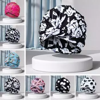 Шапочка для плавания и бассейна, практичная удобная шапка для купания с перекрестной завязкой, женская защитная шапочка с длинными волосами, шапка-бини, шапка для купания для моря