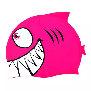 Шапочка для плавания с рисунком водных рыб для детей и подростков с противоскользящей функцией розовый