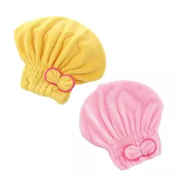 Шапочка для сухих волос для женщин с бантом, бархатная шапочка принцессы кораллового цвета, суперабсорбирующее полотенце для сухих волос, быстросохнущая повязка на голову, шапочка для душа One Size розовый