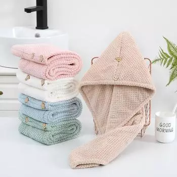 Шапочка для сухих волос, женская шапочка для душа, быстросохнущая, с сильным впитыванием воды, утолщенная, для сауны, полотенце для сухих волос синий