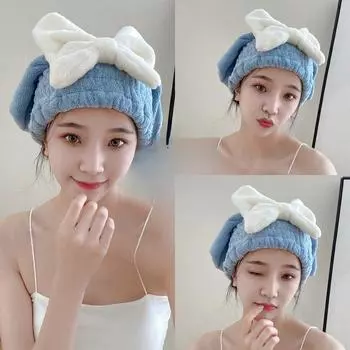 Шапочка для сухих волос, женское впитывающее полотенце, полотенце для протирания волос, быстросохнущая милая шапочка для душа для детей и взрослых Baotou красный