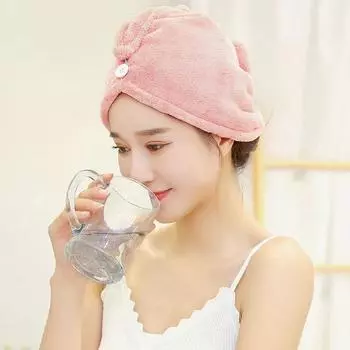 Шапочка для сухих волос Женское впитывающее утолщенное сухое полотенце для волос Японское коралловое флисовое быстросохнущее полотенце для душа Полотенце для головы фиолетовый