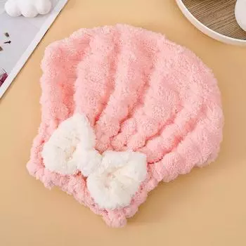 Шапочка для сушки волос с резинкой, суперабсорбирующая, быстросохнущая, утолщенная, с бантом, декоративная шапочка для сушки волос, повязка на голову для сушки волос, для дома и путешествий 1pc жёлтый