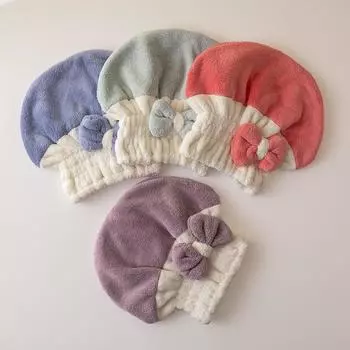 Шапочка для сушки волос, женская впитывающая быстросохнущая протирка, полотенце для волос, двухцветная милая шапочка для душа розовый