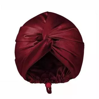 Шапочка для ухода за волосами Двухслойная из искусственного шелка Шапочка для сна Регулируемая сзади Пряжка Шапка-тюрбан Однотонный Домашний головной убор