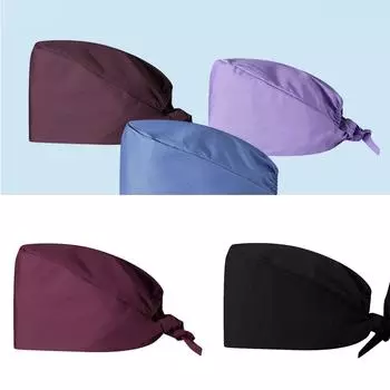 Шапочка для взрослого врача, медсестры, однотонная хирургическая шапочка с напульсником, эластичная шапочка, защитная шапочка для волос, больничная хирургическая шапочка чёрный