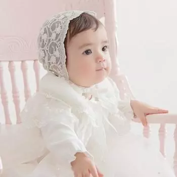 Шапочка Little Tiny Toddler Joanne с кружевным чепчиком, 16 х 19 см, белый, Популярная детская одежда в Корее