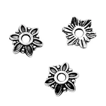 Шапочки для бусин цвета античное серебро 7x7 мм Бренд: WYISYWG 50 штук ювелирных изделий