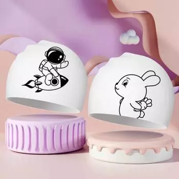 Шапочки для плавания с героями мультфильмов, большие размеры, длинные волосы, защита ушей, силиконовые шапочки для плавания для детей, печатные шапочки для плавания, аксессуары для бассейна