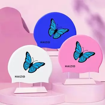 Шапочки для плавания с принтом бабочек для женщин, длинные волосы, защита ушей, шапочки для плавания, большие силиконовые шапочки для плавания, аксессуары для бассейна