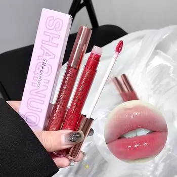 SHAQINUO 6 цветов увлажняющий взрывной блеск для губ стойкий макияж для губ измельченная игристая водянистая зеркальная глазурь для губ