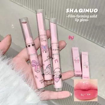 SHAQINUO Пленкообразующий твердый блеск для губ с антипригарным покрытием Cup Mirror Lip Glaze Watery And Plump Lips Увлажняющая желеобразная помада