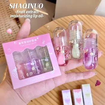 SHAQINUO Увлажняющее масло для губ Уход за губами против трещин Бальзам для губ с фруктовым вкусом Питательный блеск для губ