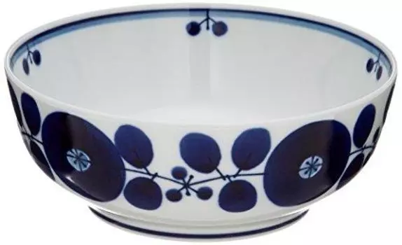 Шар из керамики Hakusan, синий, цветущий, средний, прибл.. 6,1 х 2,4 дюйма (15,5 х 6 см), Изделия Hasami, произведенные в Японии