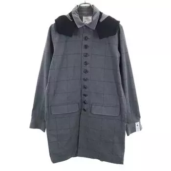 SHAREEF made in Japan Check Pattern Stainless collar coat 2 gray Men s Used