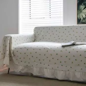 Шарф для дивана, однотонный многофункциональный чехол с рюшами по краю, чехол для дивана в ретро-американском стиле, чехол для дивана 100x160cm