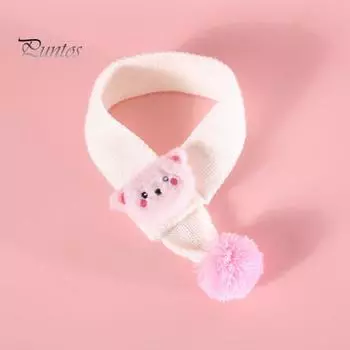 Шарф для домашних животных, очаровательный шейный платок с узором медведя для кошек и собак, удобный зимний вязаный ошейник для домашних животных белый