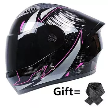 Шарф для доставки, полный шлем для электромобиля с двумя линзами для мужчин и женщин, универсальный защитный шлем Four Seasons One size [suitable for head circumference 55-61CM]