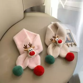 Шарф для мальчиков и девочек из искусственного меха кролика Рождественский шарф Шарф с героями мультфильмов Аксессуары для одежды Детский шарф розовый