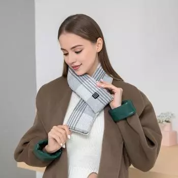 Шарф для обогрева для женщин и мужчин, перезаряжаемый, 3 настройки нагрева, водонепроницаемый, легкий, для кемпинга темно-серого