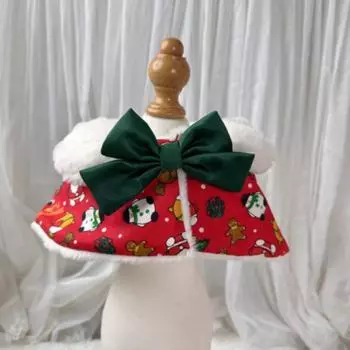 Шарф для питомца на Новый год Рождественская накидка Одежда Новогодняя шаль Нагрудник для питомца Осенне-зимний наряд для собак Накидка Одежда Аксессуары для собак XS