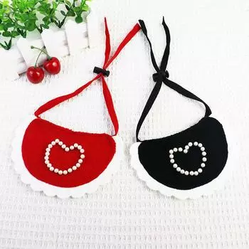 Шарф для слюней домашних животных с вышивкой INS, милый шарф для кошек, нагрудник с жемчугом Love Pearl, шарфы для собак, галстук-бабочка для собак, аксессуары для ухода за собаками