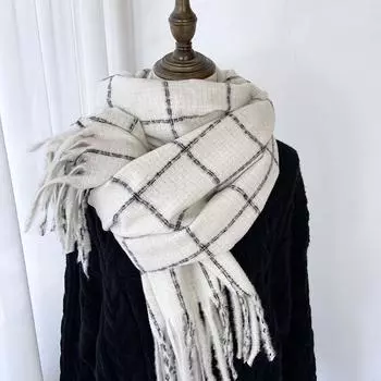Шарф для женщин зимой, ощущение высокого класса, клетчатая шаль, новый универсальный и модный шарф, двухсторонний утолщенный 180-63cm