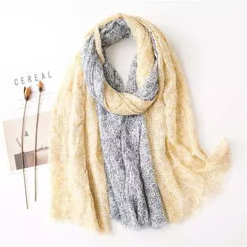 Шарф Four Season, шаль, солнцезащитный шарф двойного назначения, шарф, этнический стиль, универсальное украшение, шарф из хлопка и льна, пляжный шарф 180*90