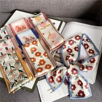 Шарф Интернет Знаменитость Цветок Маленький Шелковый Шарф Женский Длинный Универсальный Декоративный Шарф